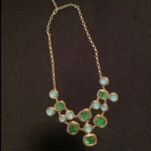 Napier Gold Necklace with Green and Blue Stones Bib necklace